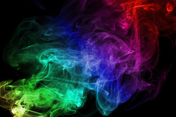 Colorful smoke on black background
