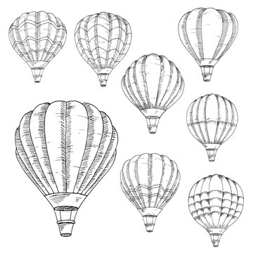 Flying hot air balloons sketches