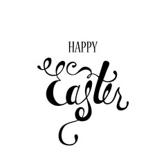 Happy Easter typographic background. Colorful pattern egg with calligraphic inscription: Happy Easter. Happy Easter egg lettering poster.