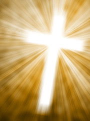 Abstract background with glowing cross and light rays - obrazy, fototapety, plakaty