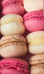 Colourful sweet tasty macaroons macaron in a row pastel