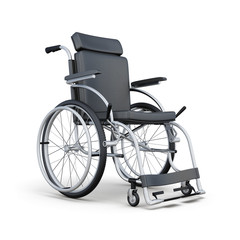 Fototapeta premium Wheelchair isolated on white background. 3d rendering.