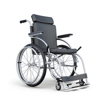Wheelchair isolated on white background. 3d rendering.