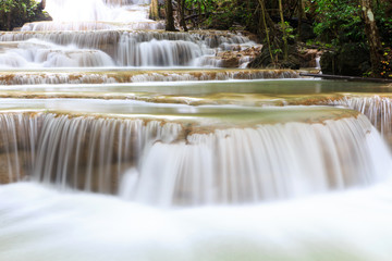 Waterfall in forest at Kanchanaburi, Thailand.