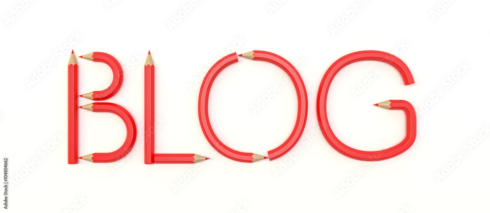 Fototapete three dimensional rendering of blog word.