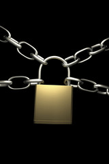 Fototapeta na wymiar lock with four chains