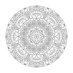 Floral mandala. Pattern for coloring book in vector.
