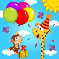 Naklejki  żyrafa obchodzi urodziny - ilustracja wektorowa, eps