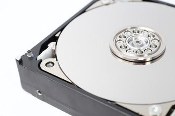 Inside Hard Disk Drive (HDD)-Computer Hardware Components Focus on Spindle.