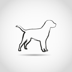 Dog logo painted by brush