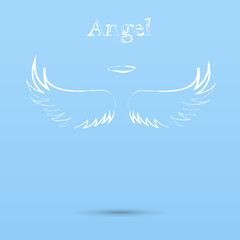 stylish white wings painted brushes. angel logo