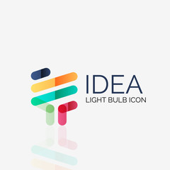 Logo, vector light bulb abstract linear geometric business icon. Idea concept