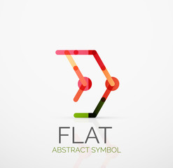 Logo - abstract minimalistic linear flat design. Business hi-tech geometric symbol, multicolored segments lines