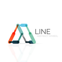 Linear abstract logo, connected multicolored segments of lines geometrical figure