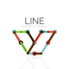 Linear abstract logo, connected multicolored segments of lines geometrical figure