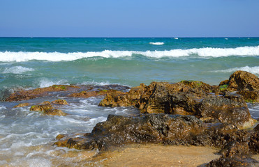 Rocks on the coast of Aegean Sea.