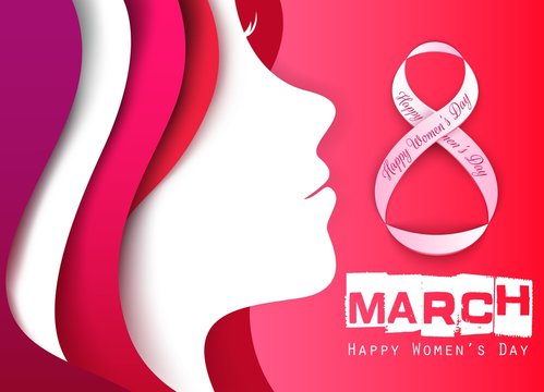 Happy  Women's Day Greeting Card with Female Face