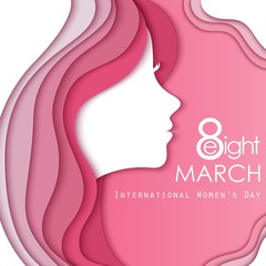 Happy  Women's Day Greeting Card with Female Face
