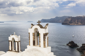 Double bell tower in Santorini
