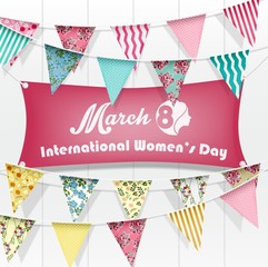 Obraz premium Women's day 8 march greeting card greeting on white wooden background