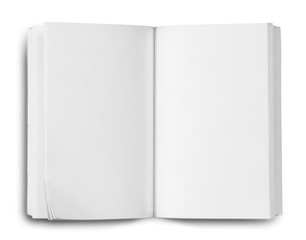 Open notebook isolated on white.