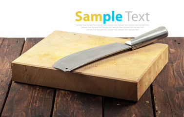cutting board knife placed on wooden boards