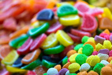 many colorful gummy candies for background use