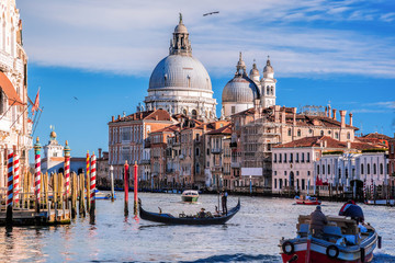 Naklejka premium Kanał Grande z gondolą w Wenecja, Włochy