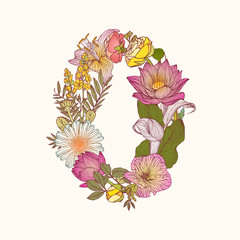 Floral numeral figure 0
