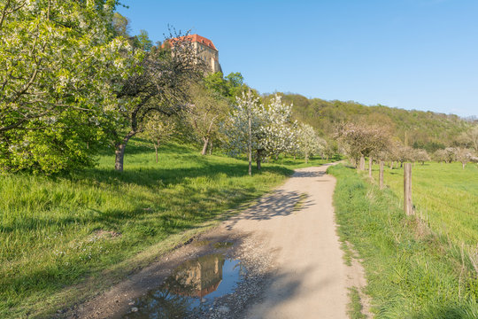 Schloss Goseck im Burgenlandkreis im Fr&uuml;hling, Saale-Unstrut in Sachsen-Anhalt