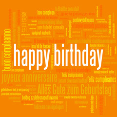 "HAPPY BIRTHDAY" Tag Cloud of Translations Vector Card