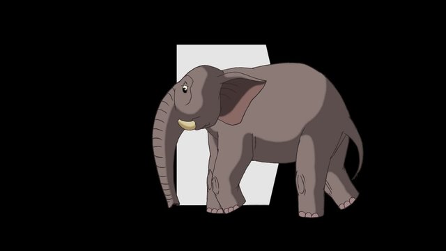 Letter E and D Elephant  (foreground)
Animated animal alphabet. HD footage with alpha channel. Animal in a foreground of letter.