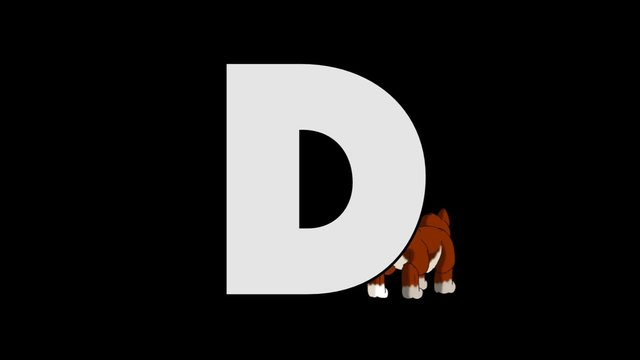 Letter D and Dog (background)
Animated animal alphabet. HD footage with alpha channel. Animal in a background of letter.