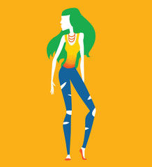 Fashion shopping girl vector illustration