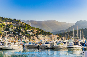 Fototapeta na wymiar View of Port de Soller of the spanish island Majorca