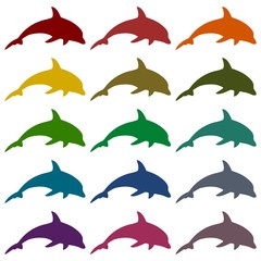 Dolphin Silhouette icons set