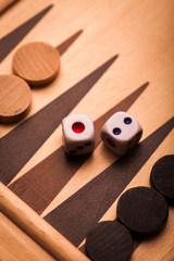 Backgammon board and dice
