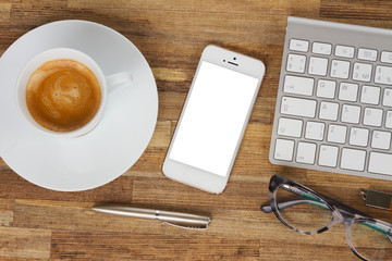 Office table with gusgets and supplies