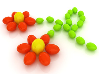 Eggs in the shape of a flower. Unique Design