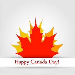 Happy Canada Day card with maple leaves