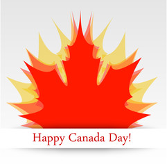 Happy Canada Day card with maple leaves 