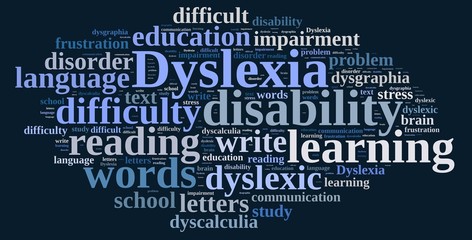 Word cloud about dyslexia - obrazy, fototapety, plakaty