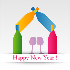 Colorful happy new year card with text