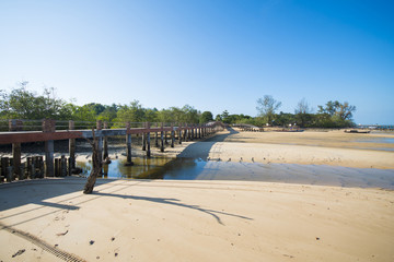 concrete bridge crossing at the beach