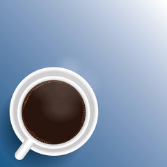 cup of coffee. flat lay coffee mug top view