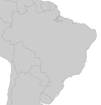 Karte von Brasilien - Grau (Nachbarländer)