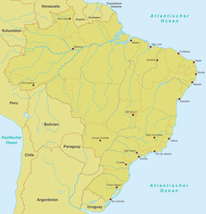Karte von Brasilien (Orange) detailliert