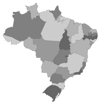 Karte von Brasilien - Bundesstaaten (Grau)