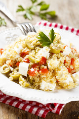 Bulgur with feta, olives and capsicum