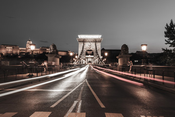 Chain bridge at night